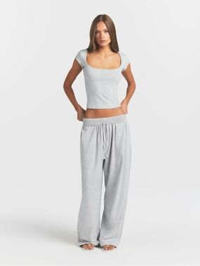 Skims Grey Scoop Neck Top